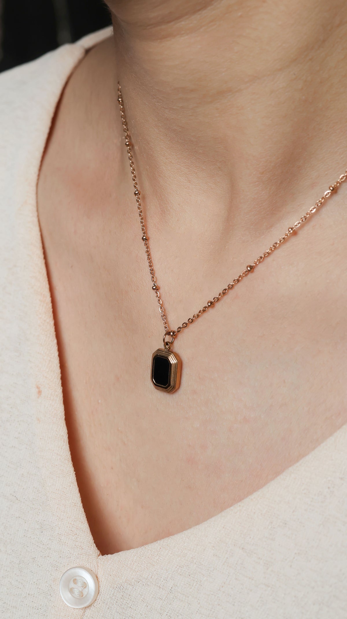 The Onyx Regent Rose Gold Necklace