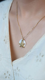Golden Starfish Disc Pendant Necklace