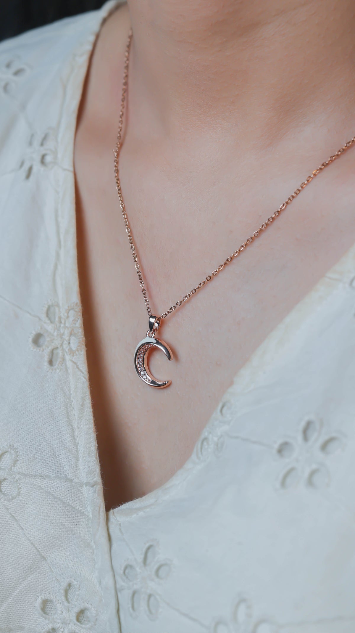 Mystic Moon Pendant Rose Gold Necklace