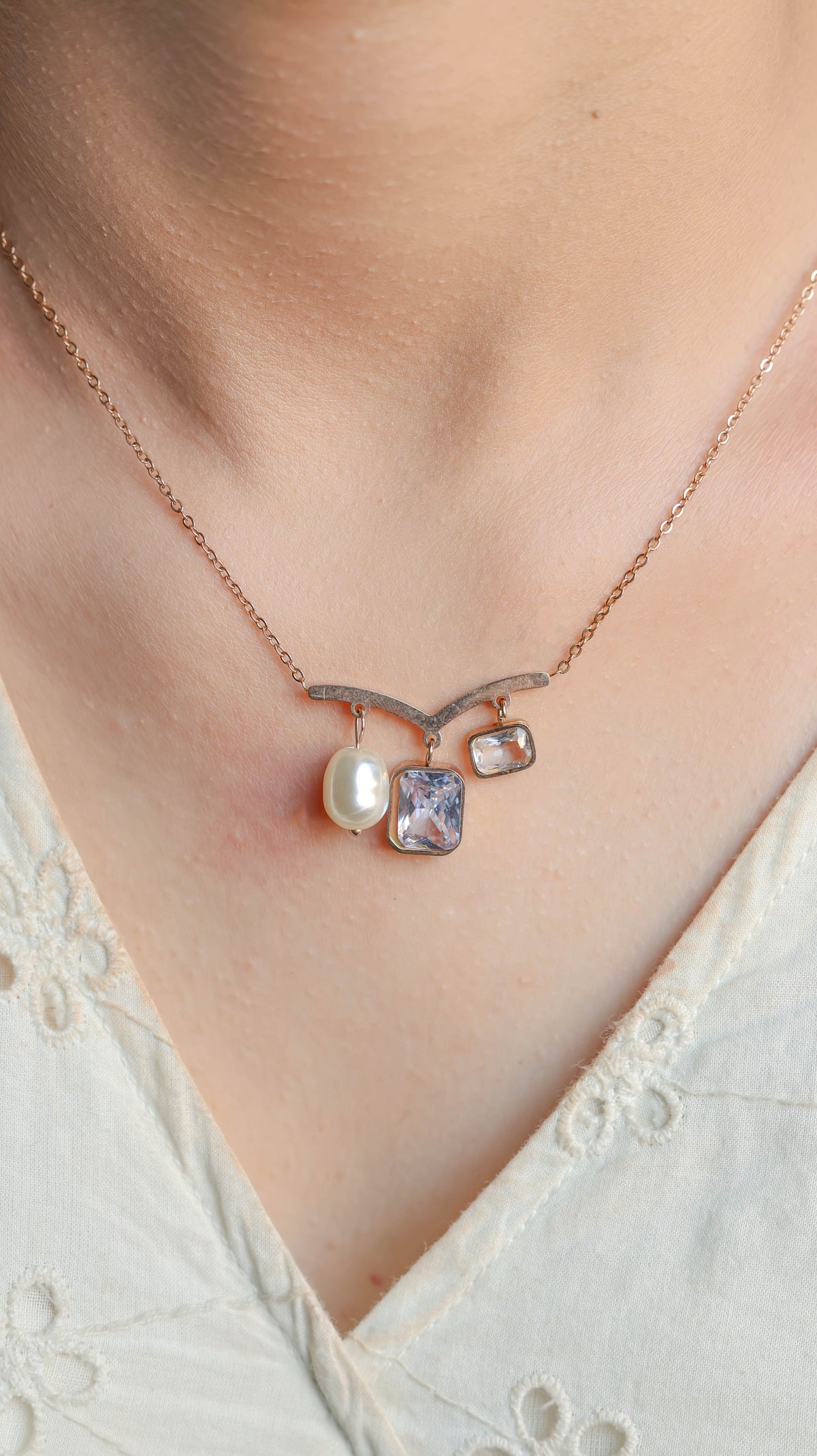 Rose Gold Trinity Treasure Necklace