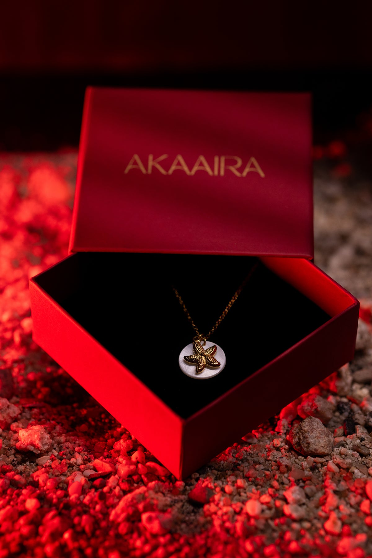 Golden Starfish Disc Pendant Necklace