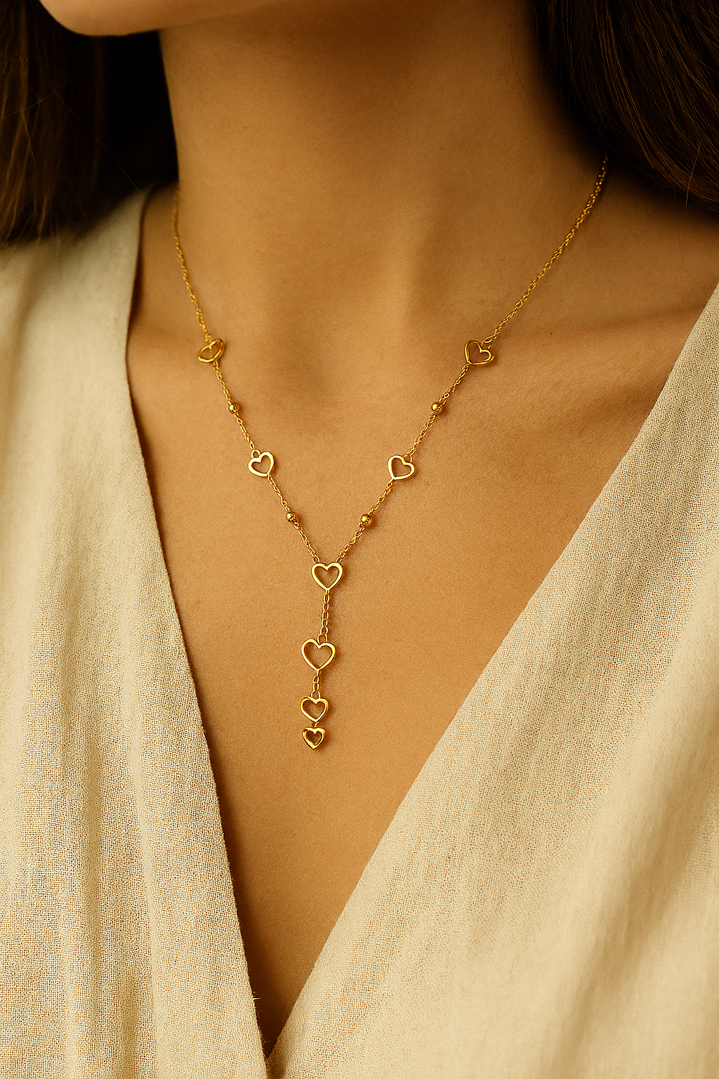 Golden Heart Strand Necklace
