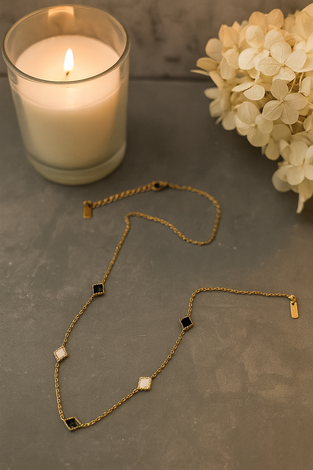 Golden Quad Pattern Necklace