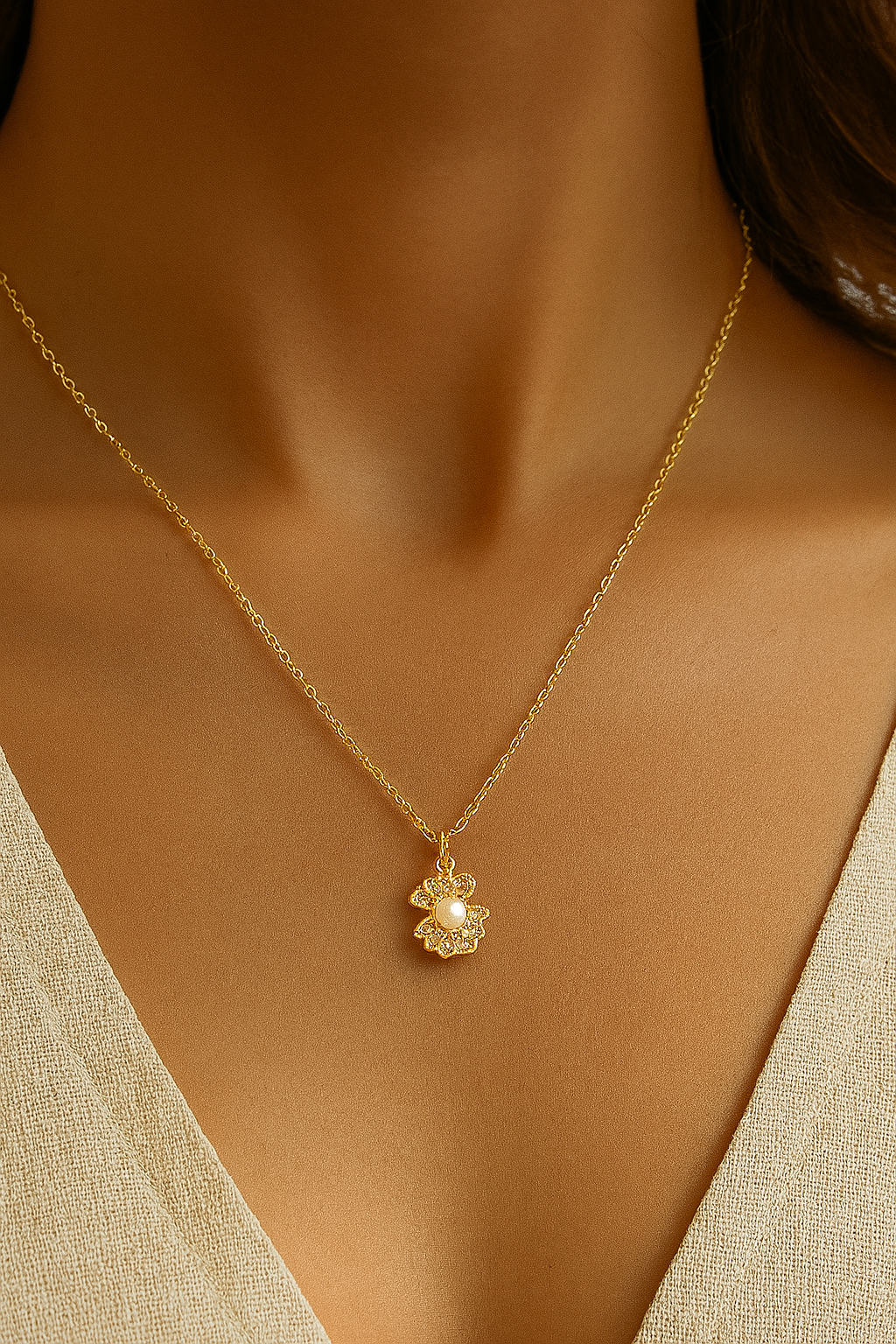 Delicate Golden Pearl Necklace