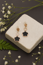 Dual Flower Drop Rose Gold Earrings