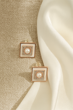 Rose Gold Square Pearl Studs