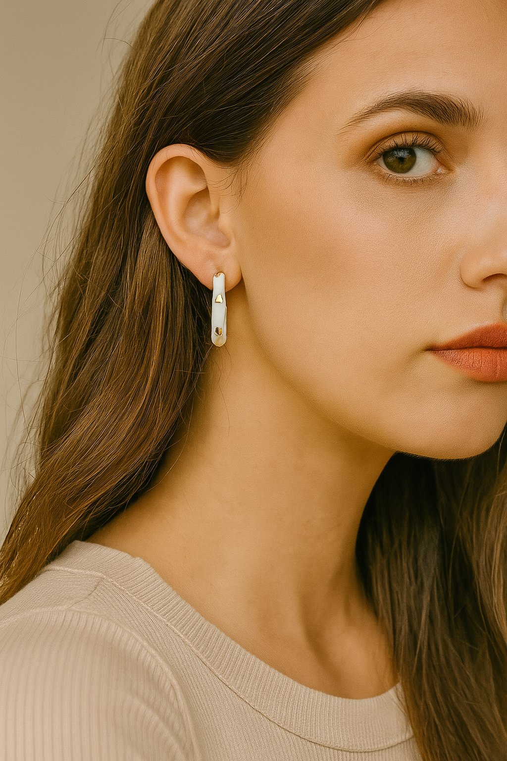 Gilded HeartRose Gold Hoops