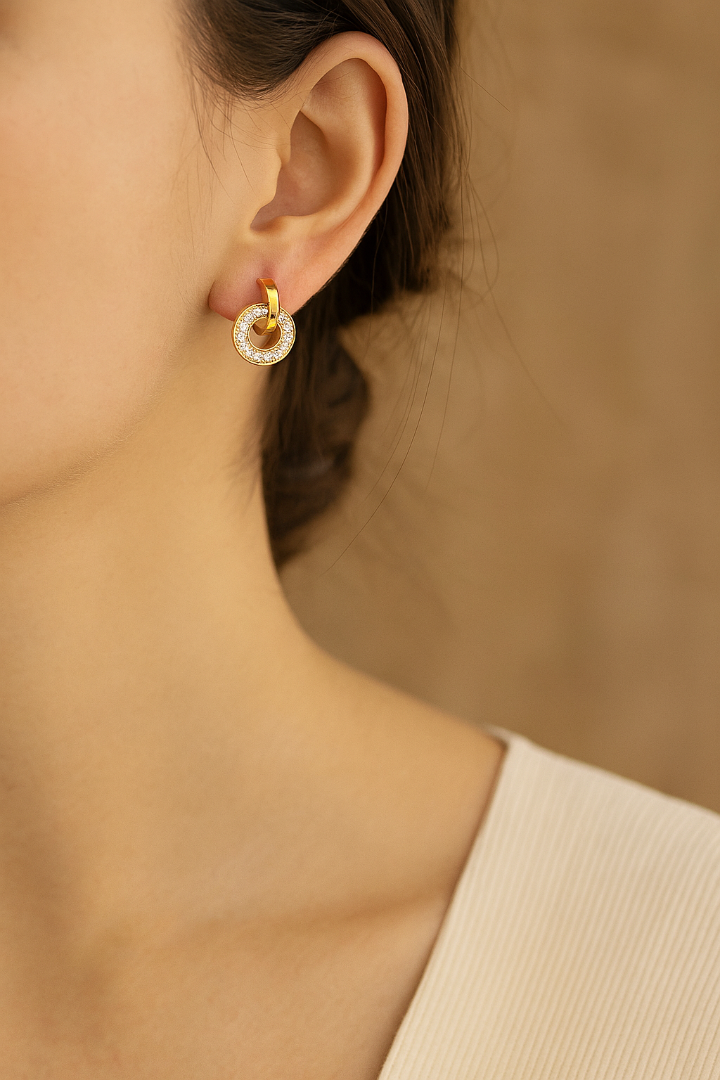 Gold Graceful Fusion Huggies Earrings