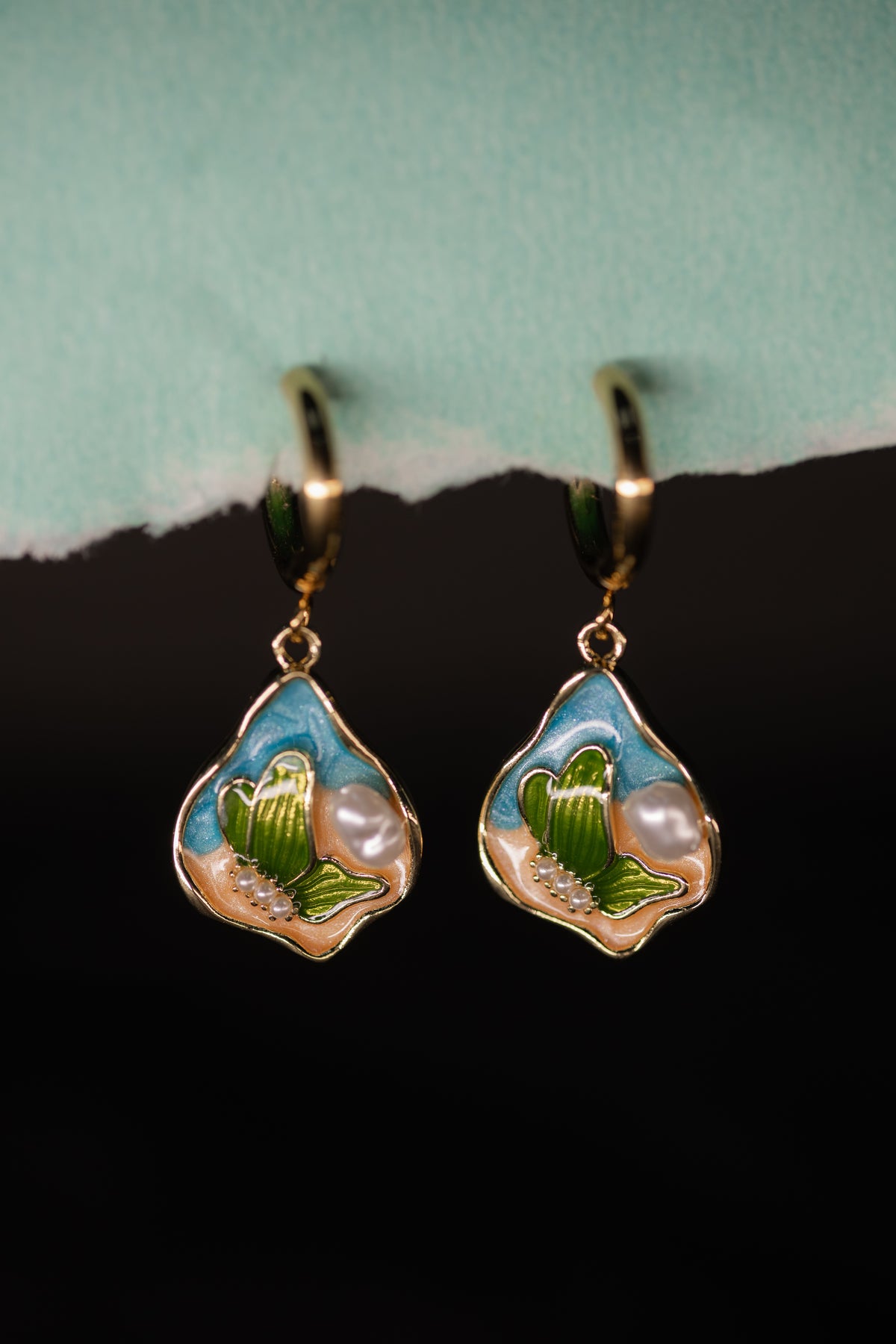 Enamel Pearl Drop Earrings