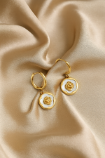 Rosette Enamel Gold Earrings