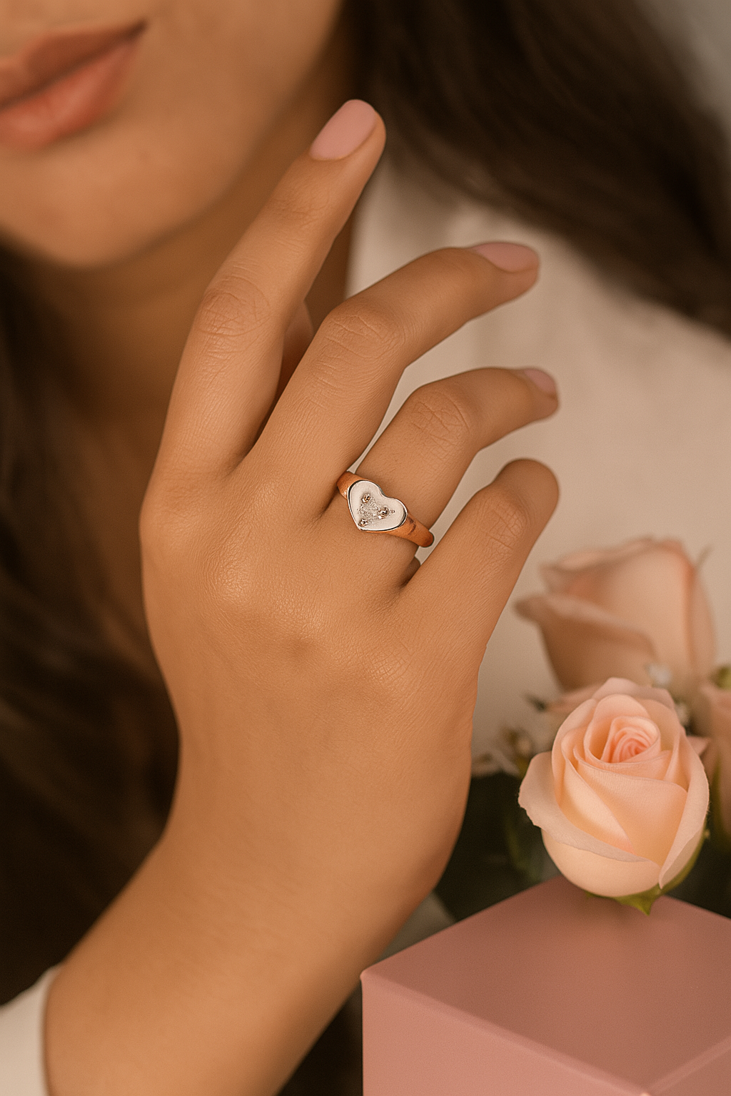 Minimal Heart Rose Gold Ring