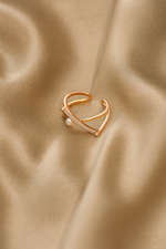 Criss-Cross Pearl & Pave Rose Gold Ring