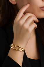 Golden Curb Chain Inspired Cuff Bracelet