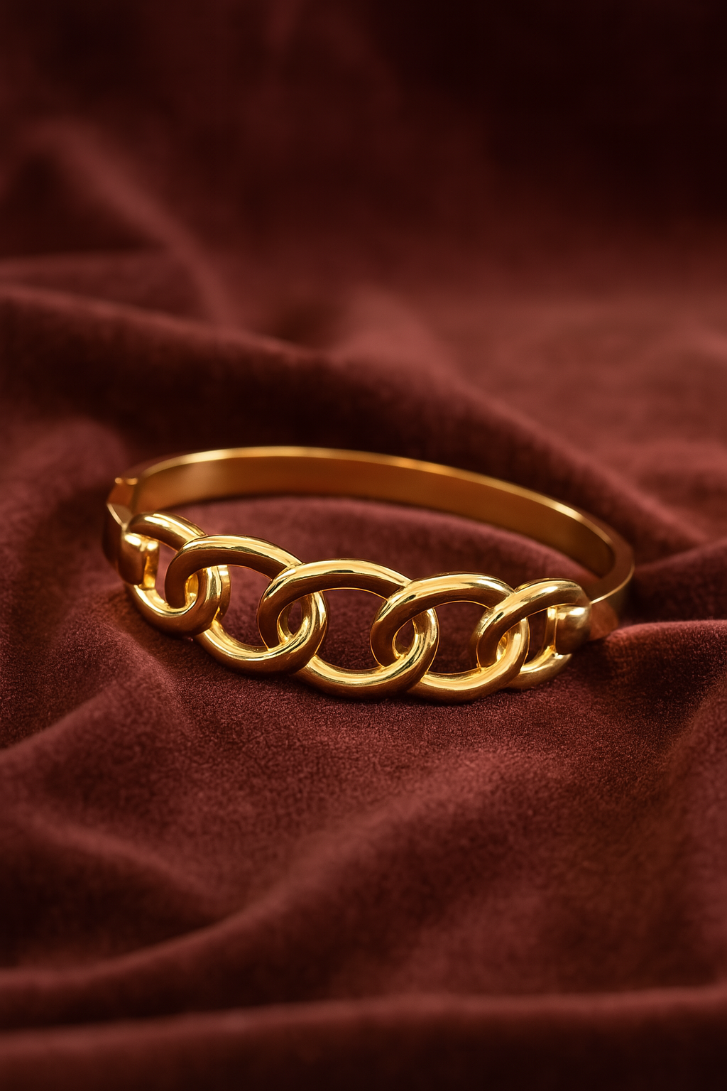 Golden Curb Chain Inspired Cuff Bracelet