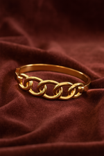 Golden Curb Chain Inspired Cuff Bracelet