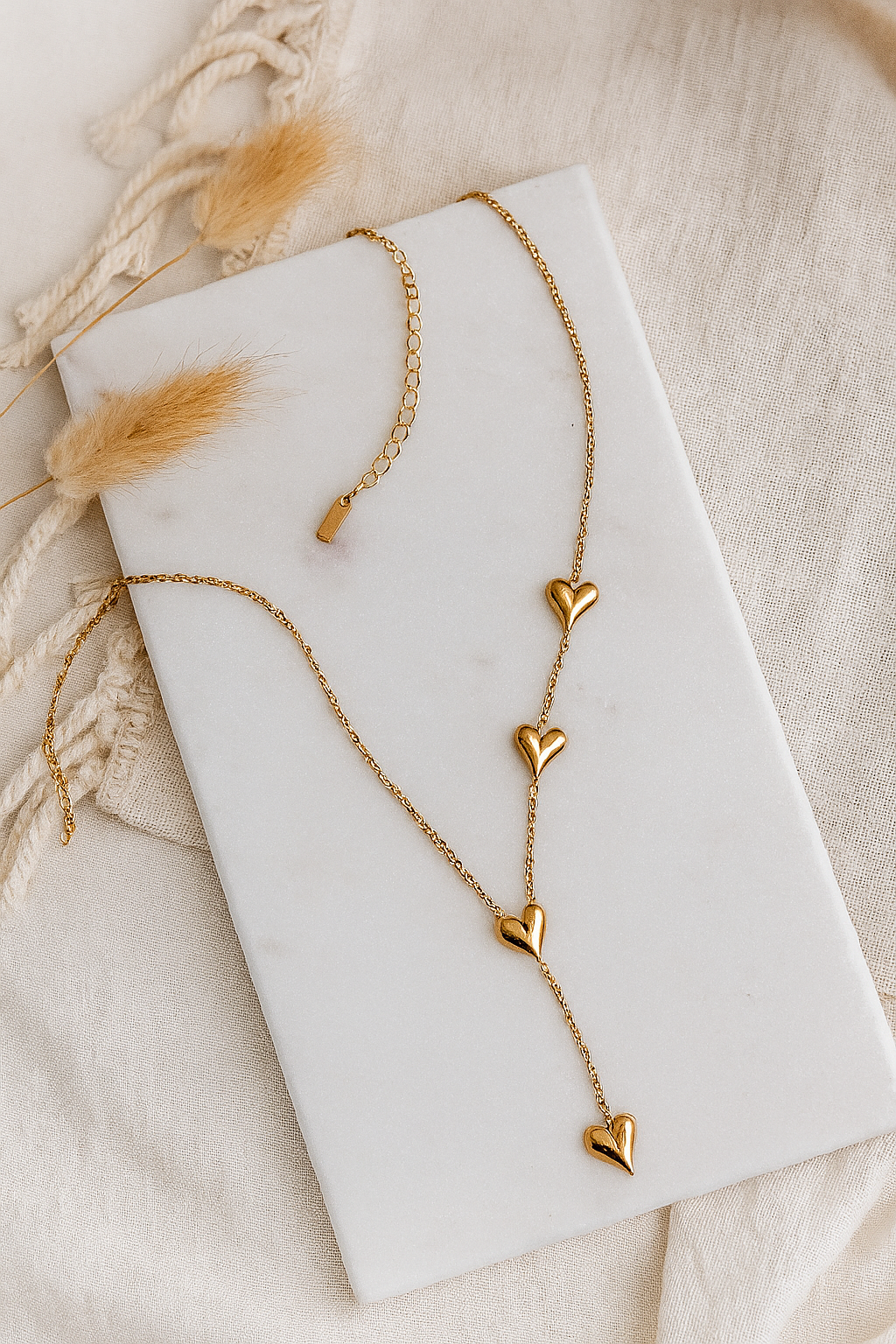 Golden Cascade Lariat Necklace