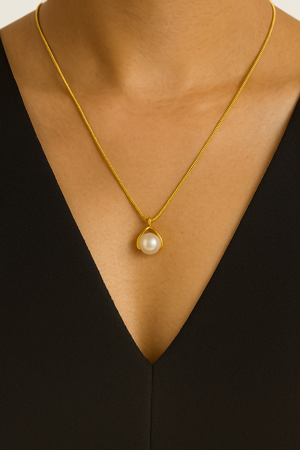 Golden Chic Pearl Pendant Necklace
