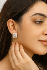 Rose Gold Square Pearl Studs