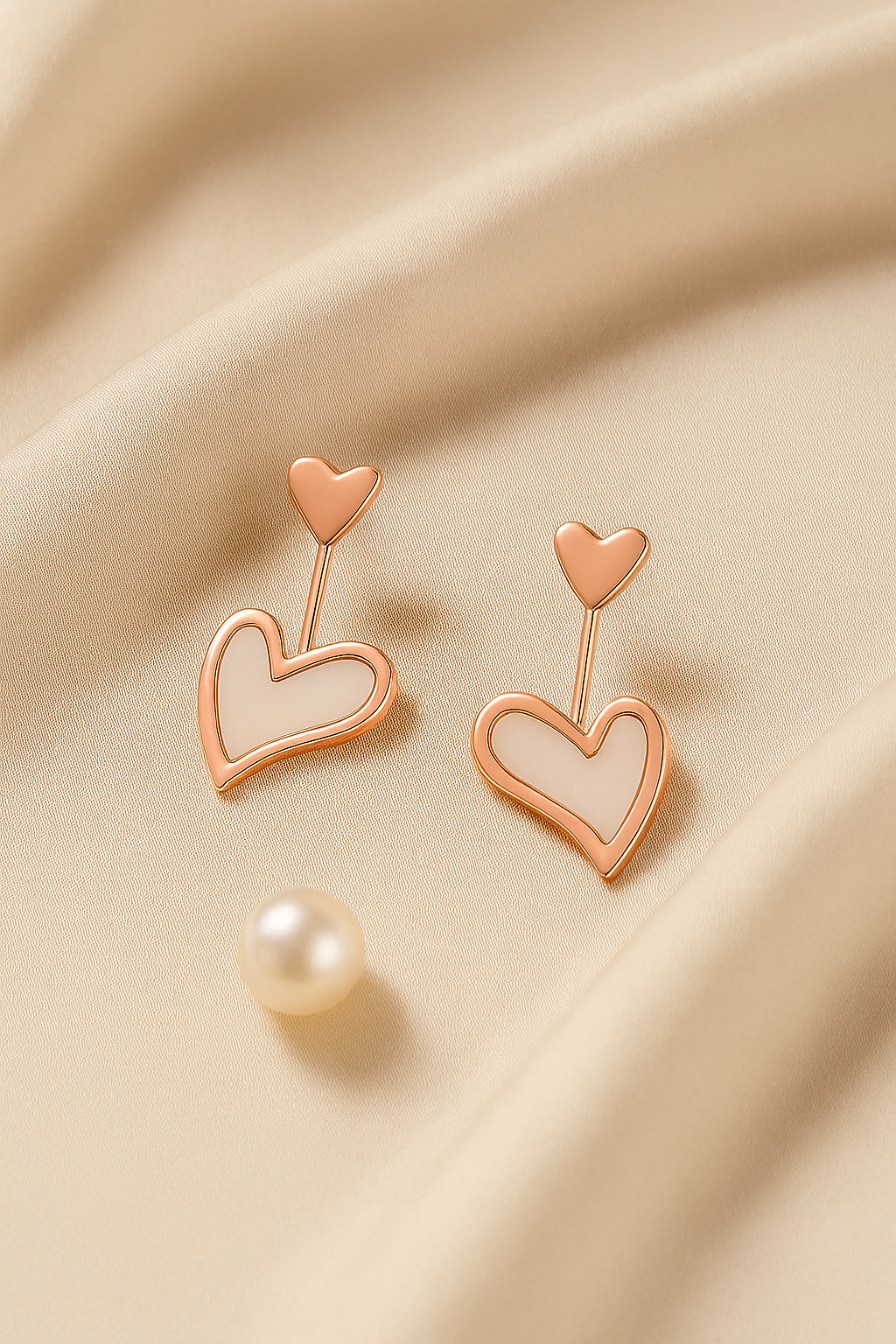 Dazzling Dual Rose Gold Heart Earrings