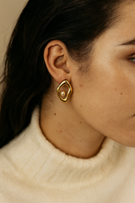 Dainty Pearl in Golden Abstract Frame Earrings