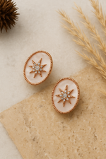 Oval Star Stud Rose Gold Earrings