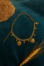 Golden Radiant Heart Charm Bracelet