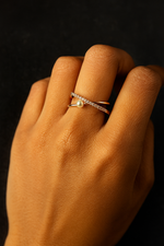 Criss-Cross Pearl & Pave Rose Gold Ring