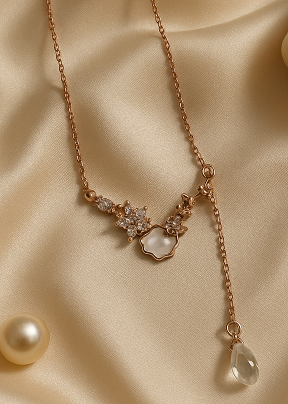 The Celeste Lariat Rose Gold Necklace