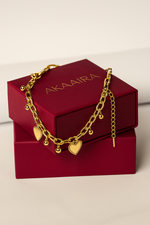 Golden Radiant Heart Charm Bracelet
