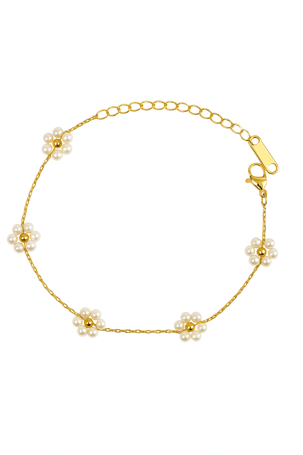Beaded Daisy Gold Bracelet