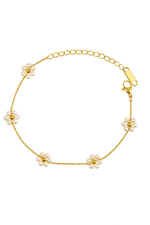 Beaded Daisy Gold Bracelet
