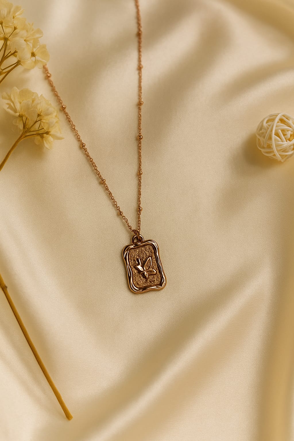 Rose Gold Rustic Butterfly Necklace