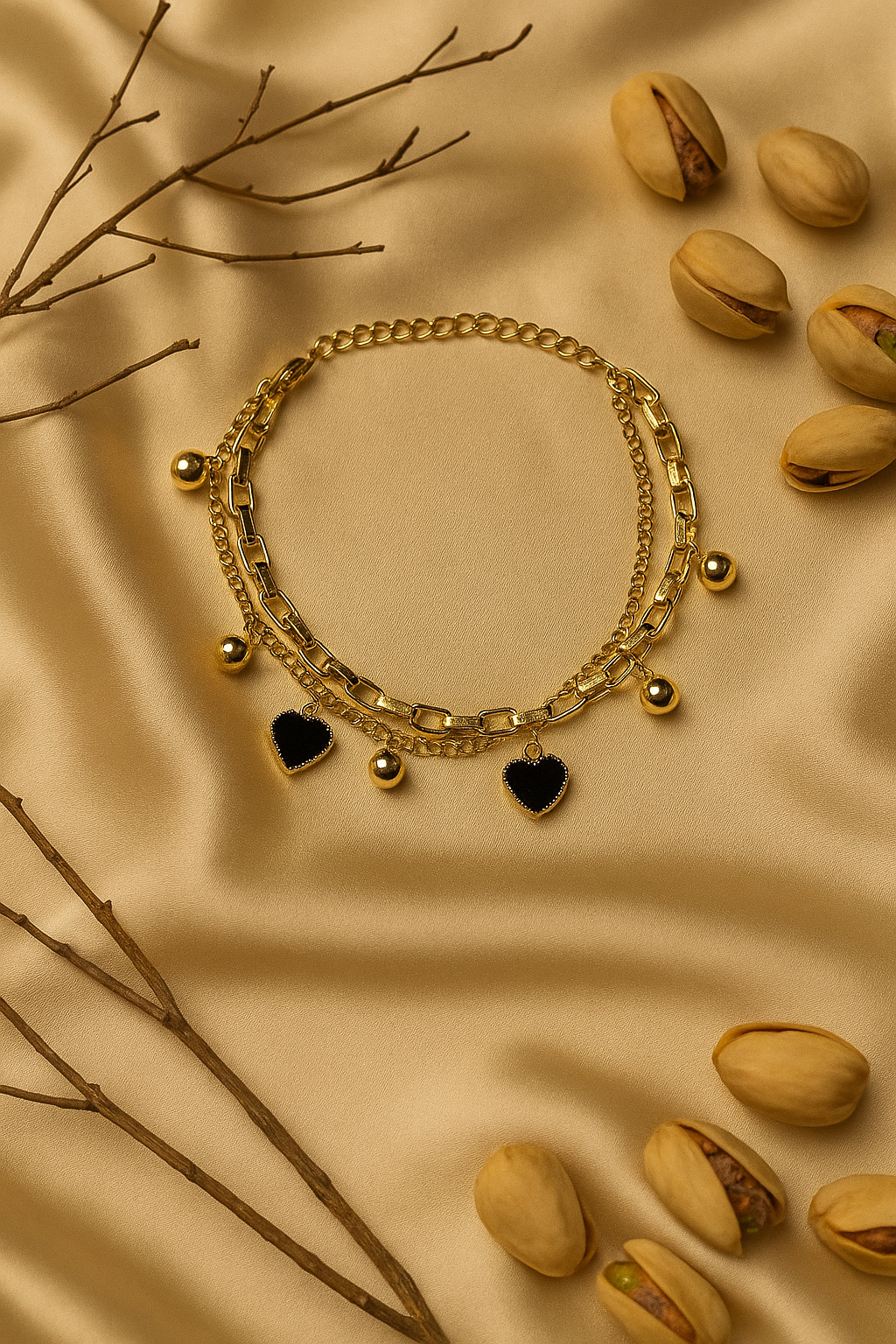 Midnight Heart Gold Bracelet