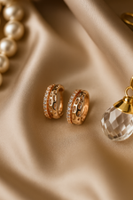 Pave & Texture Rose Gold Hoop Earrings