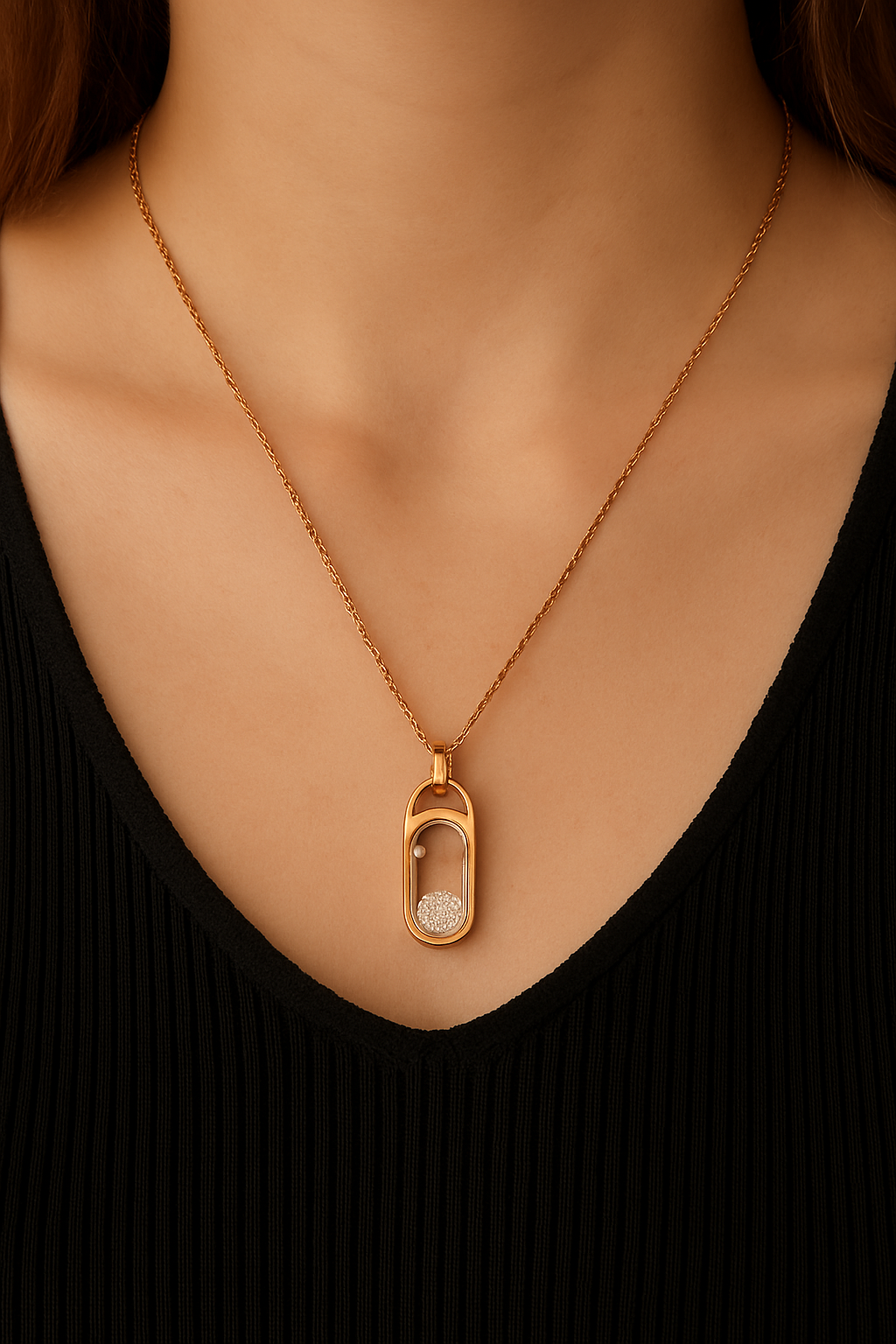 Floating Gem Rose Gold Necklace
