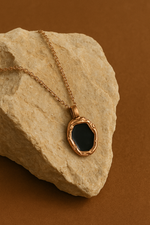 Black Iris Pendant Rose Gold Necklace