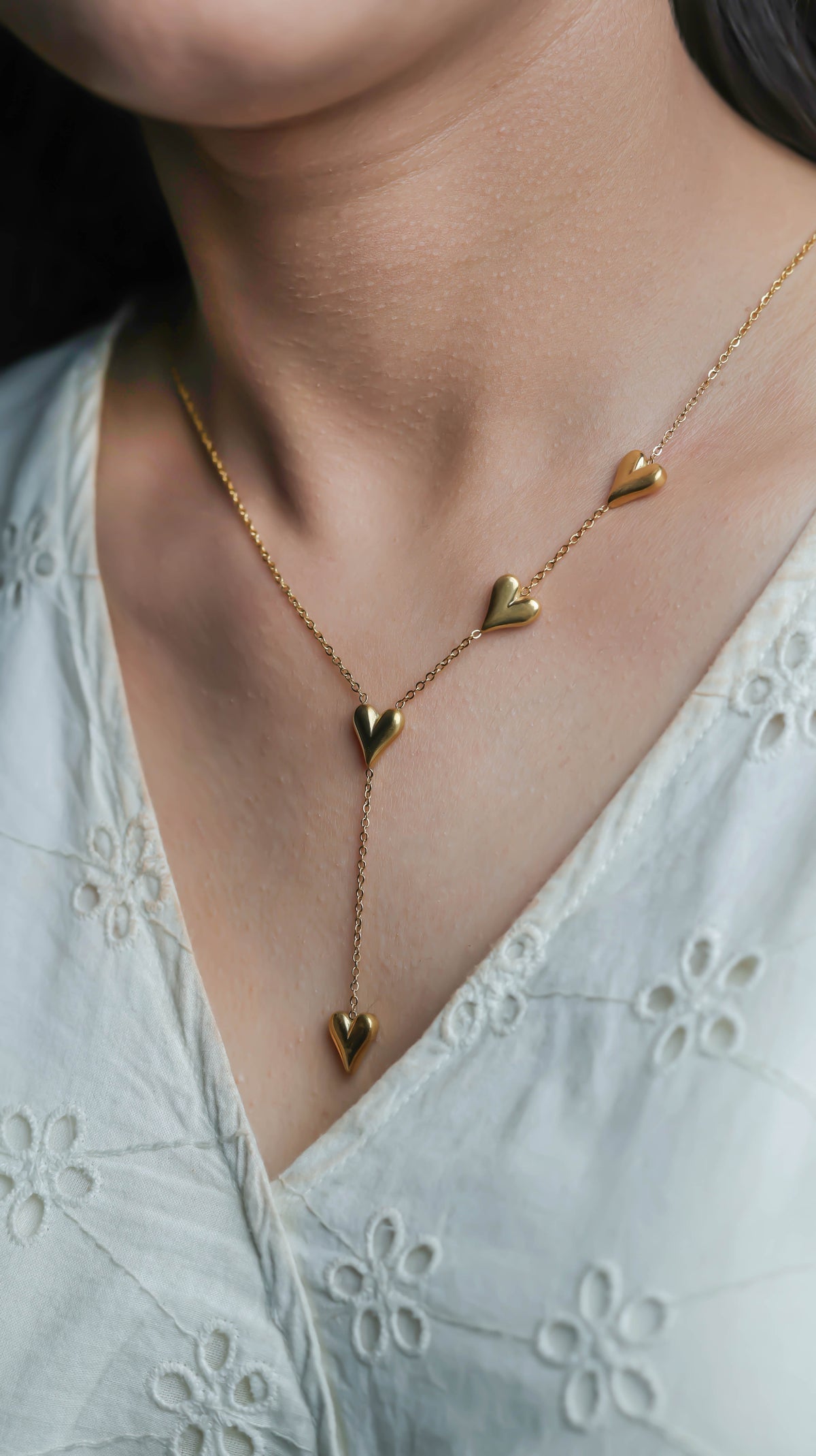 Golden Cascade Lariat Necklace