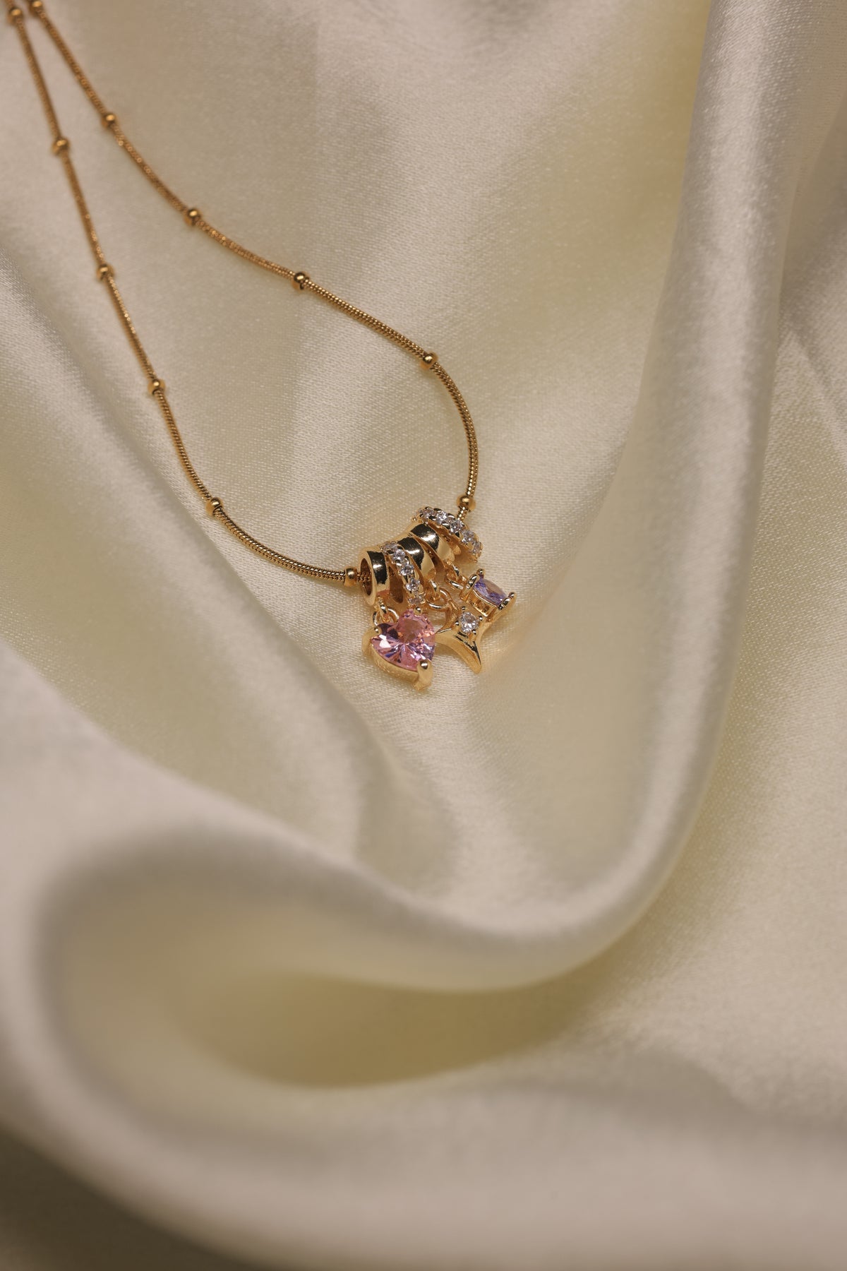 Pink Flutter Drop Necklace