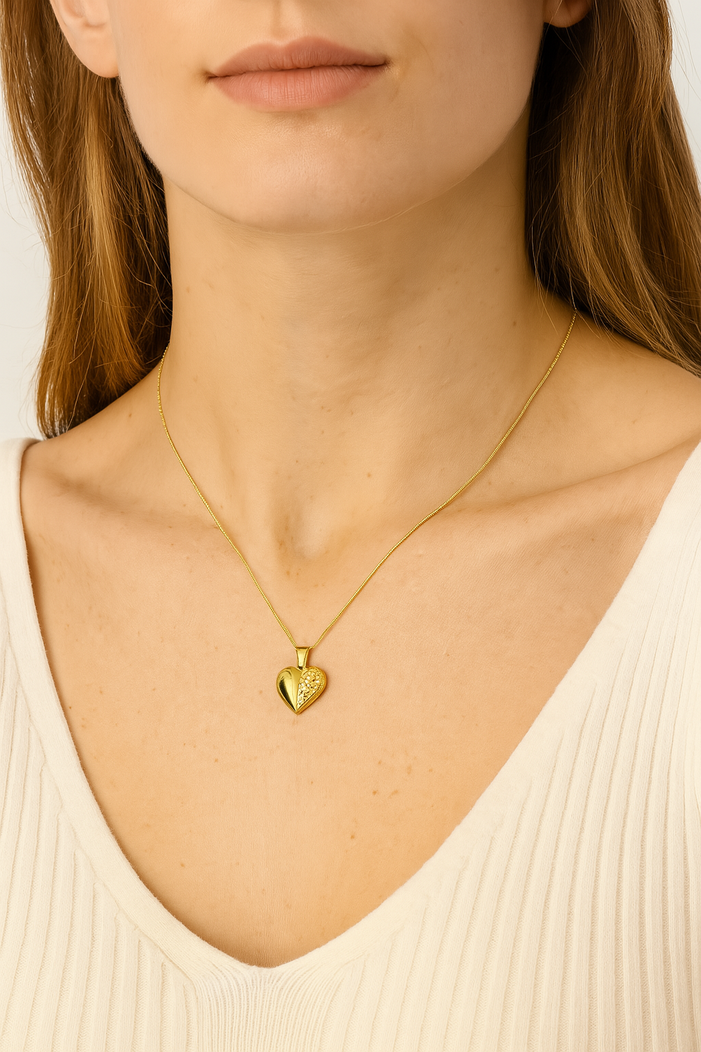 Golden Textured Heart Necklace