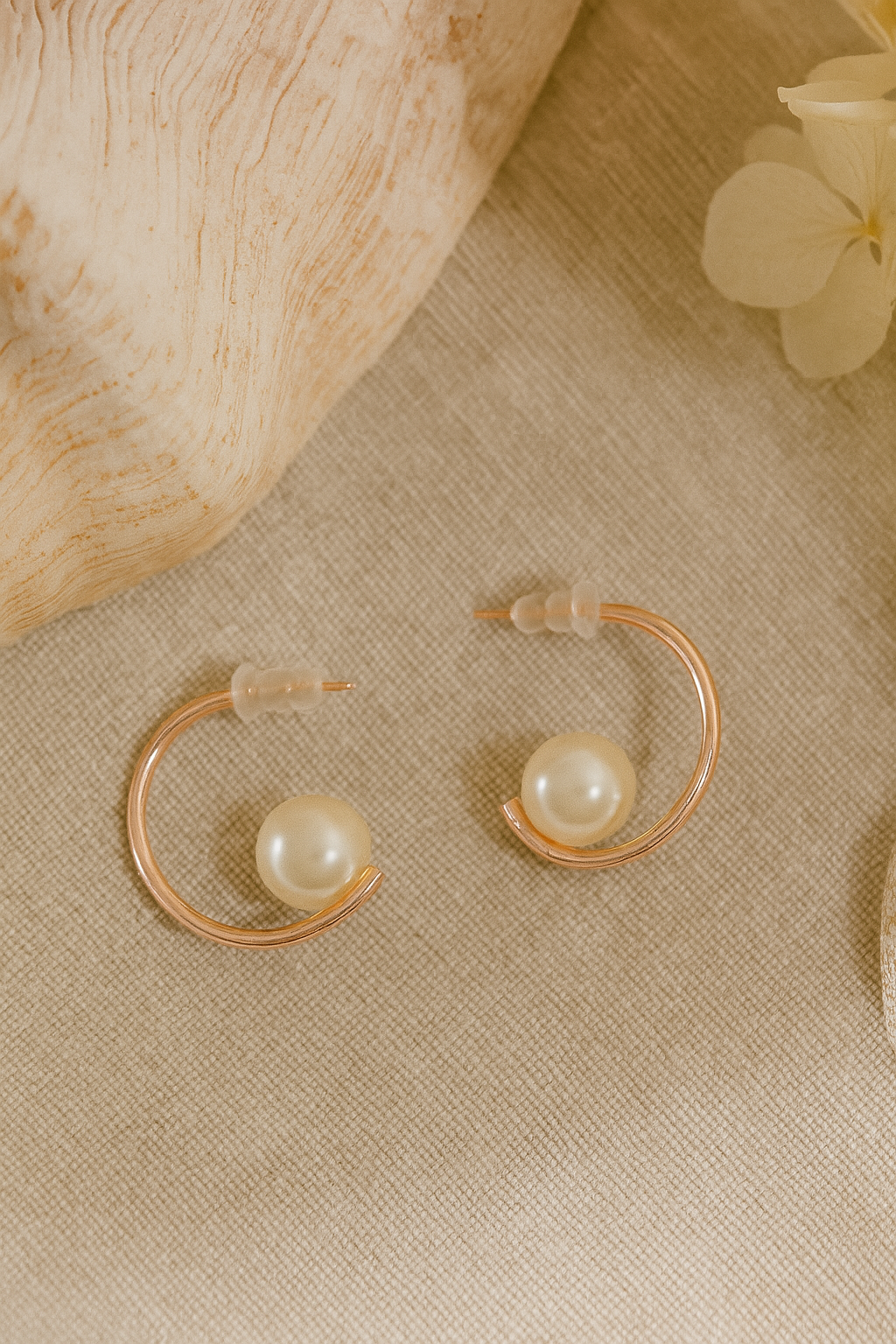 Pearl C Rose Gold Hoop