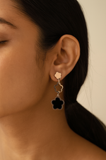 Dual Flower Drop Rose Gold Earrings