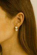 Twin Hearts Gold Earings