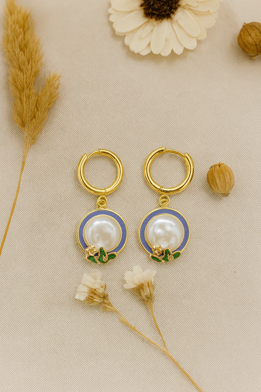 Artisan Pearl Gold Hoops
