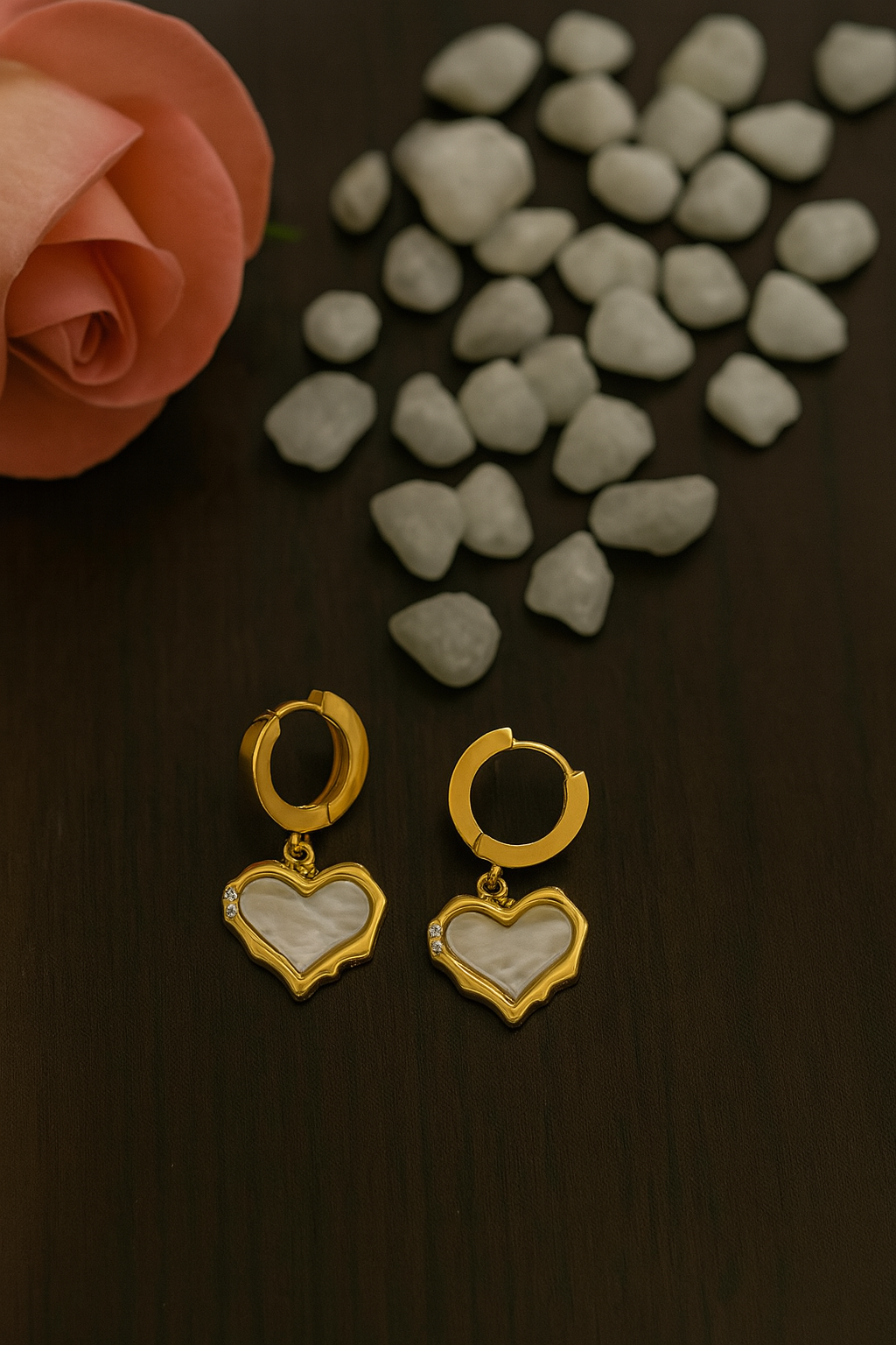 Golden Heart Drop Earrings