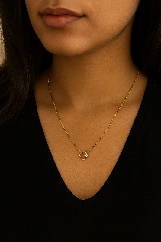Clover Sparkle Gold Necklace