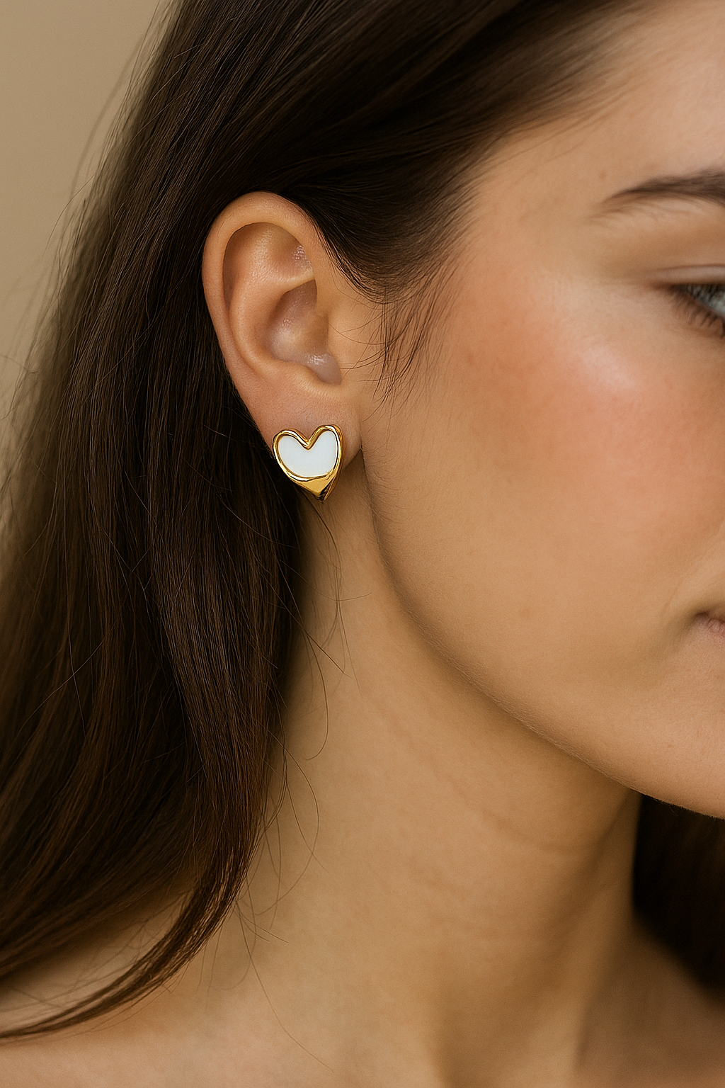 Golden Hearts Studs with Blush & Ivory Accents