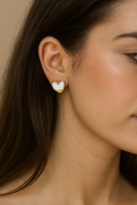 Golden Hearts Studs with Blush & Ivory Accents