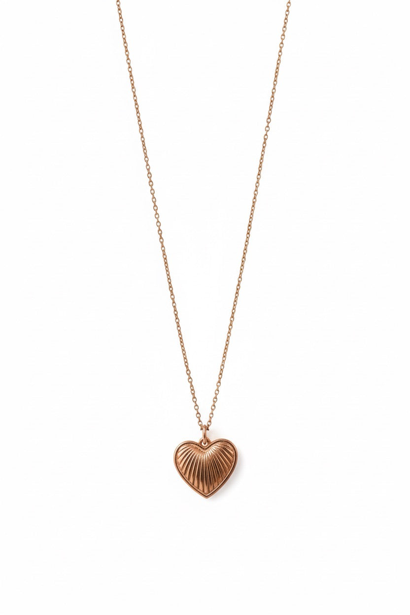 Dreamy Rose Gold Ray Heart Pendant Necklace
