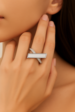 Sleek Silver with Pearlized Inlay Ring