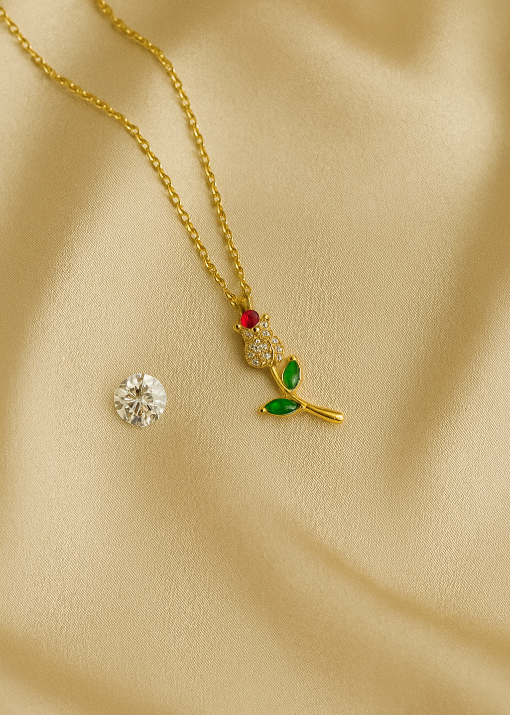 Rosebud Whisper Gold Necklace